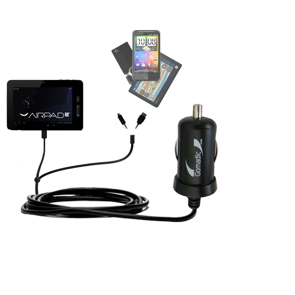 mini Double Car Charger with tips including compatible with the X10 Airpad 7P