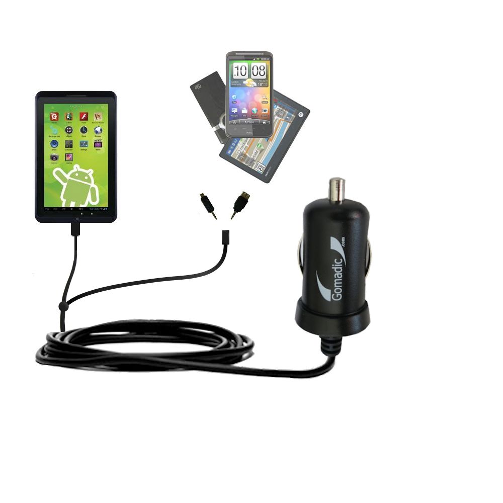 mini Double Car Charger with tips including compatible with the Zeki 10 Tablet TB1082B