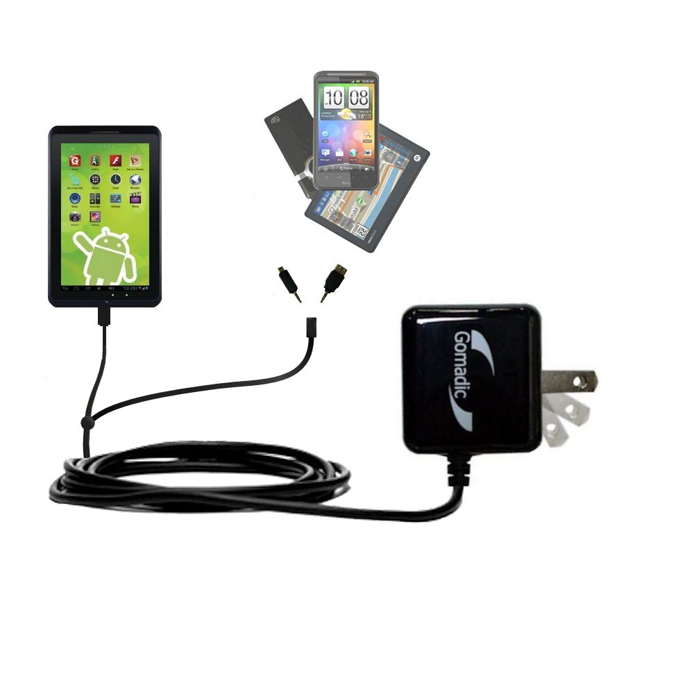 Double Wall Home Charger with tips including compatible with the Zeki 10 Tablet TB1082B