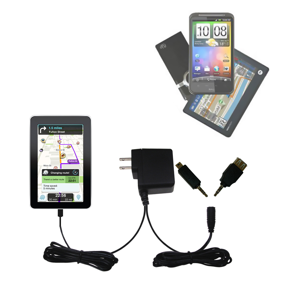Double Wall Home Charger with tips including compatible with the Zeki 7 Inch Tablet - TBQG774B / TBQG773B