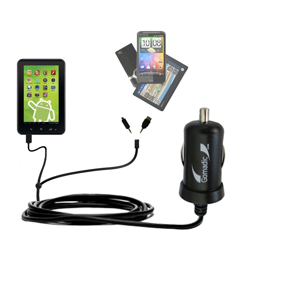 mini Double Car Charger with tips including compatible with the Zeki 7 Tablet TB782B