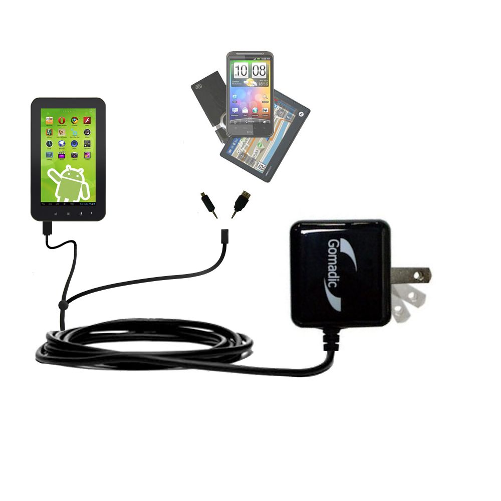 Double Wall Home Charger with tips including compatible with the Zeki Android Tablet TBD753B  TBD763B TBD773B