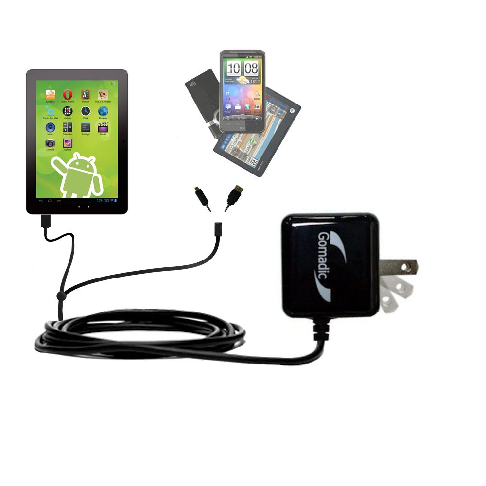 Double Wall Home Charger with tips including compatible with the Zeki Android Tablet TBDB863B