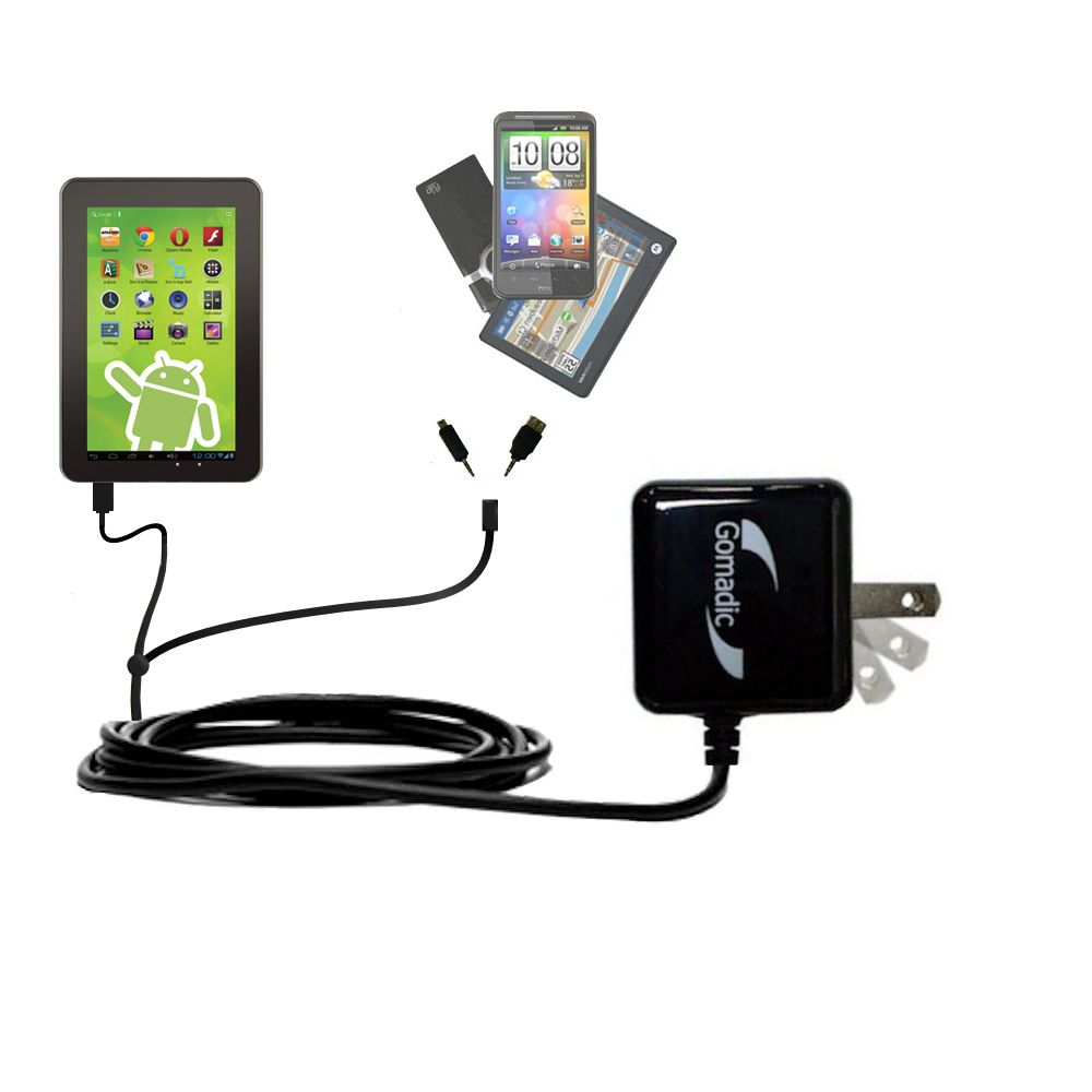 Double Wall Home Charger with tips including compatible with the Zeki Android Tablet TBQ1063B
