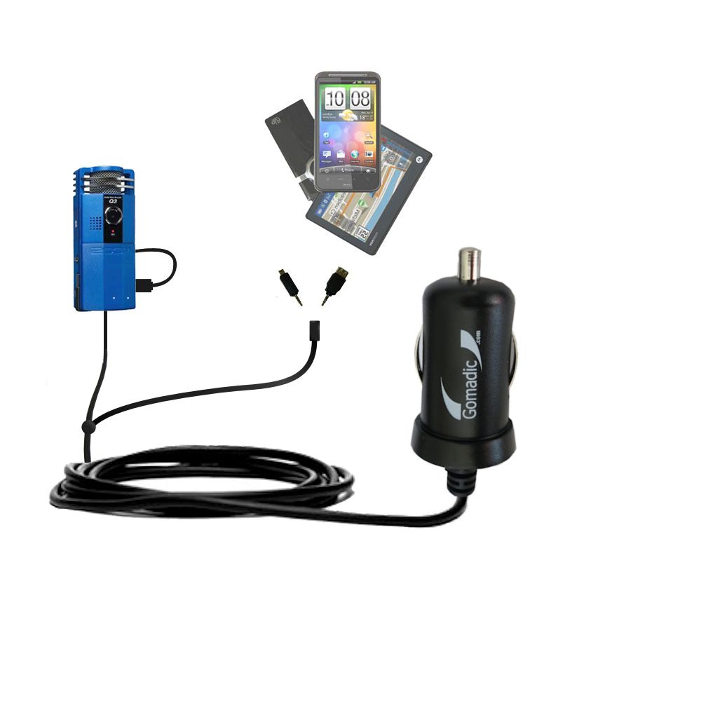 mini Double Car Charger with tips including compatible with the Zoom Handy Video Recorder Q3