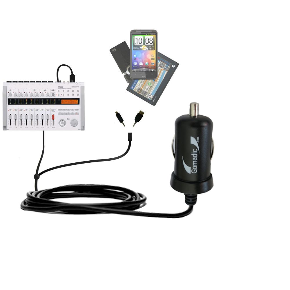 mini Double Car Charger with tips including compatible with the Zoom R16