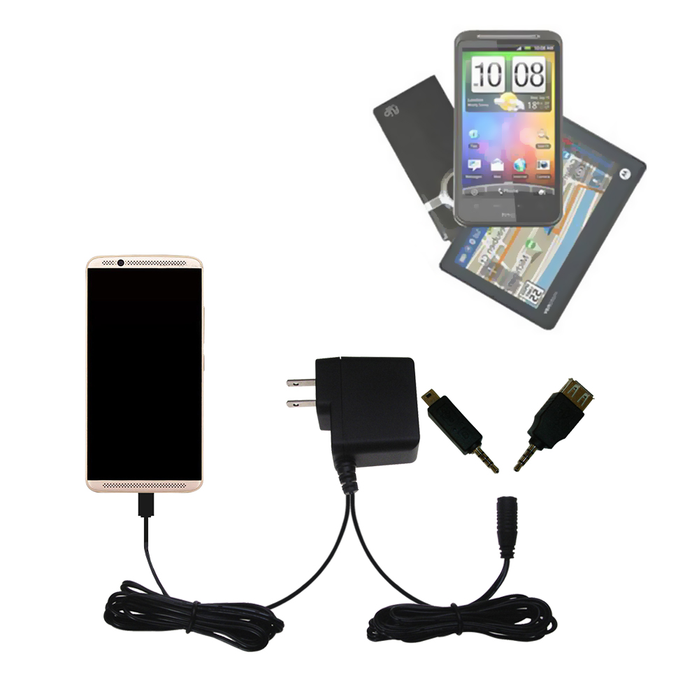 Double Wall Home Charger with tips including compatible with the ZTE AXON 7