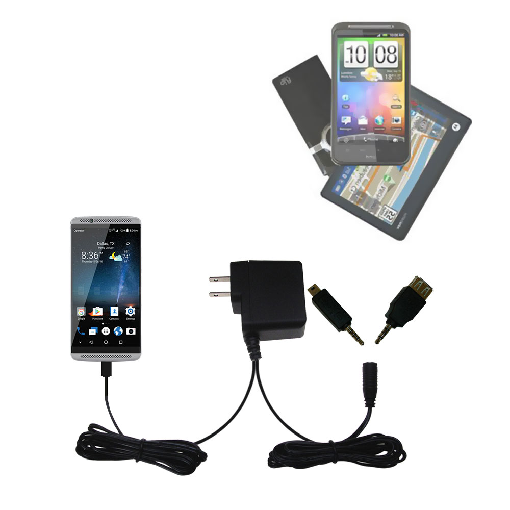 Double Wall Home Charger with tips including compatible with the ZTE Axon 7 Mini