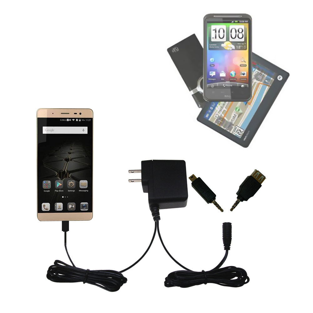 Double Wall Home Charger with tips including compatible with the ZTE Axon Max
