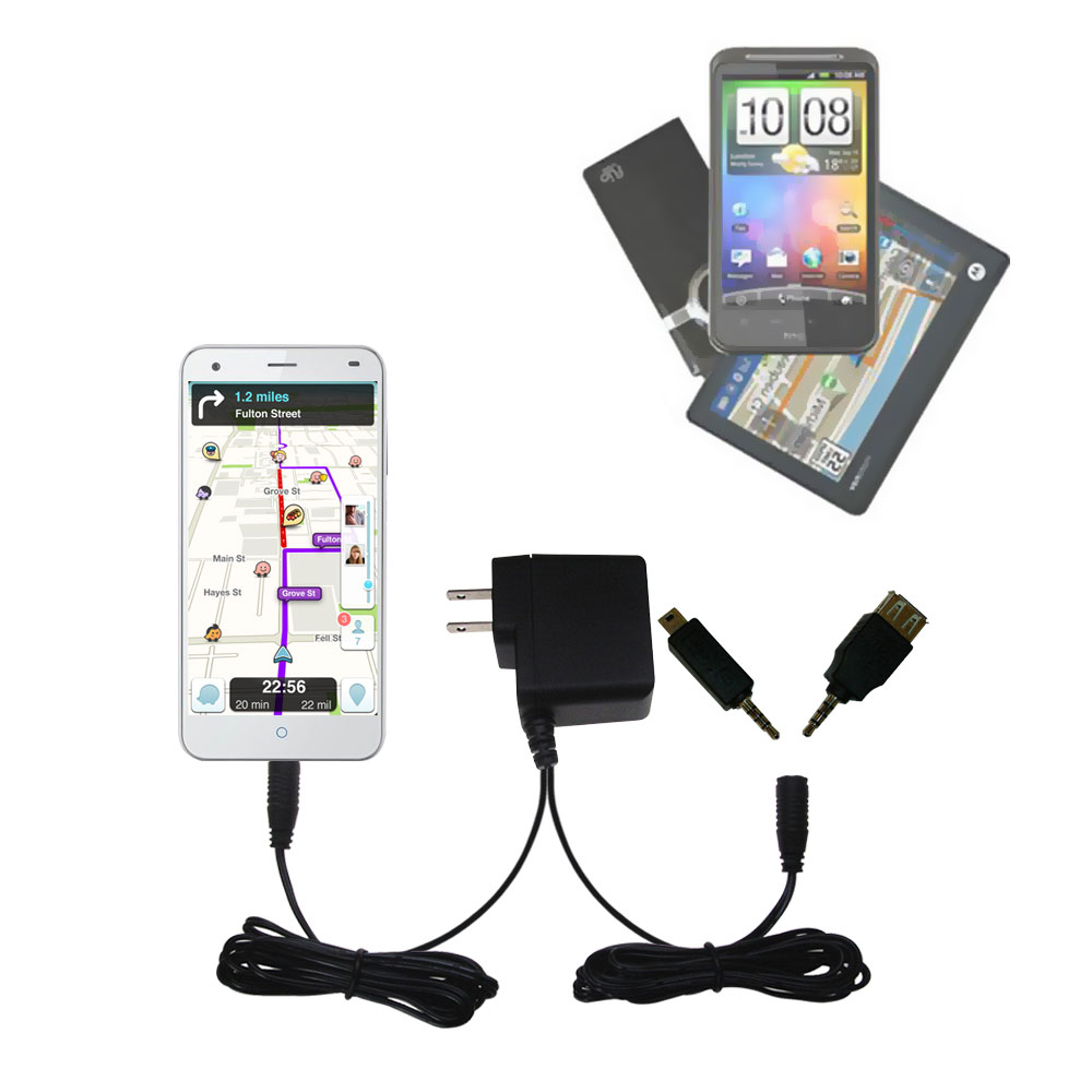 Double Wall Home Charger with tips including compatible with the ZTE Blade S6