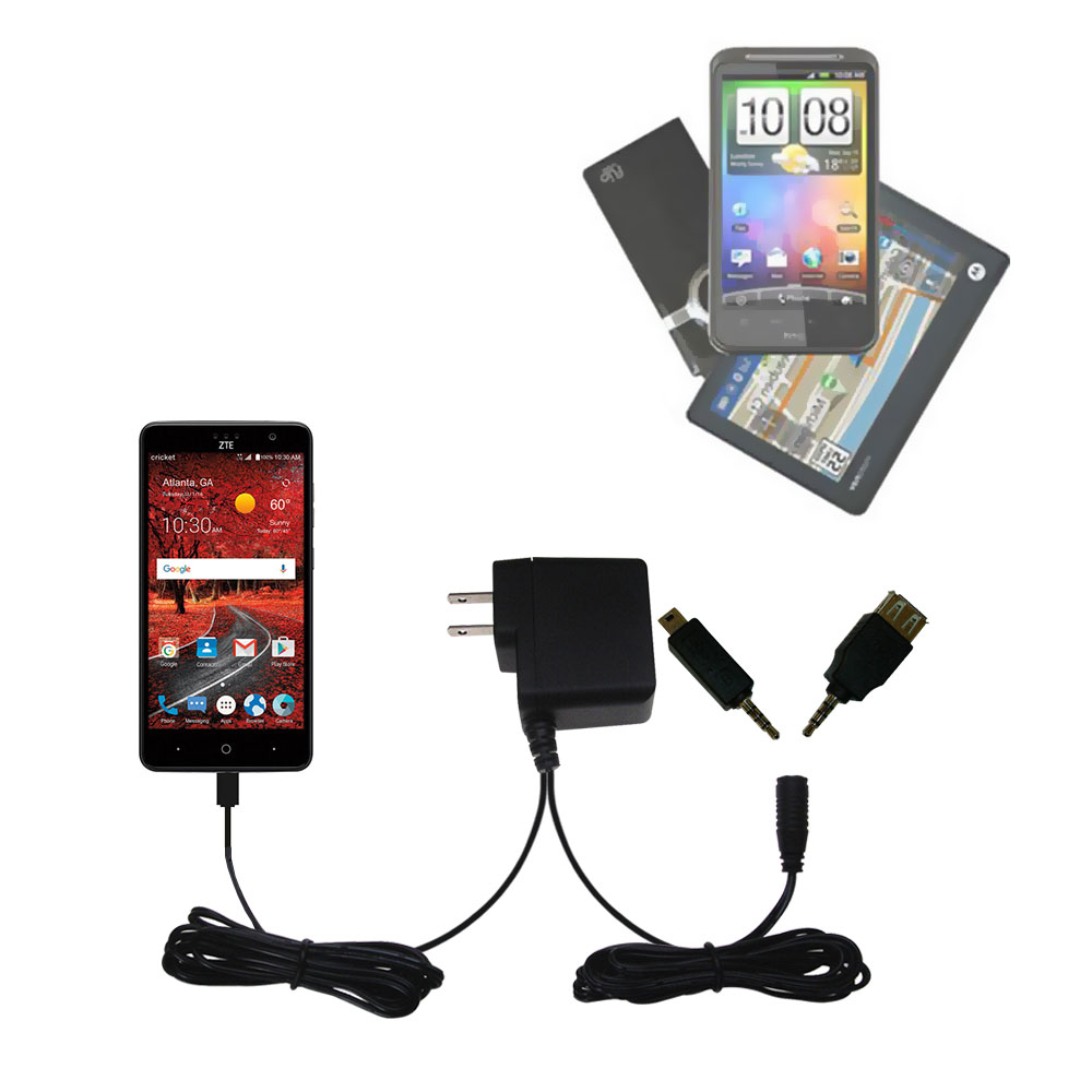 Double Wall Home Charger with tips including compatible with the ZTE Grand X 4