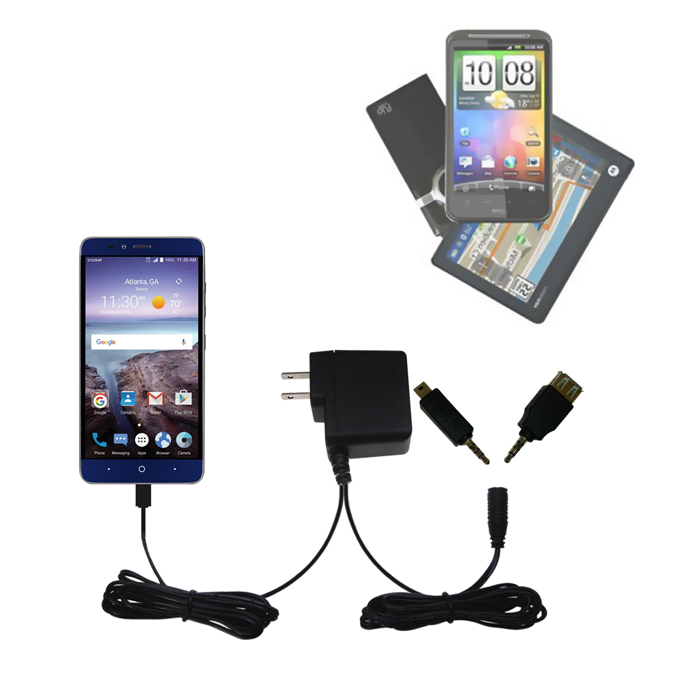 Double Wall Home Charger with tips including compatible with the ZTE Grand X Max 2