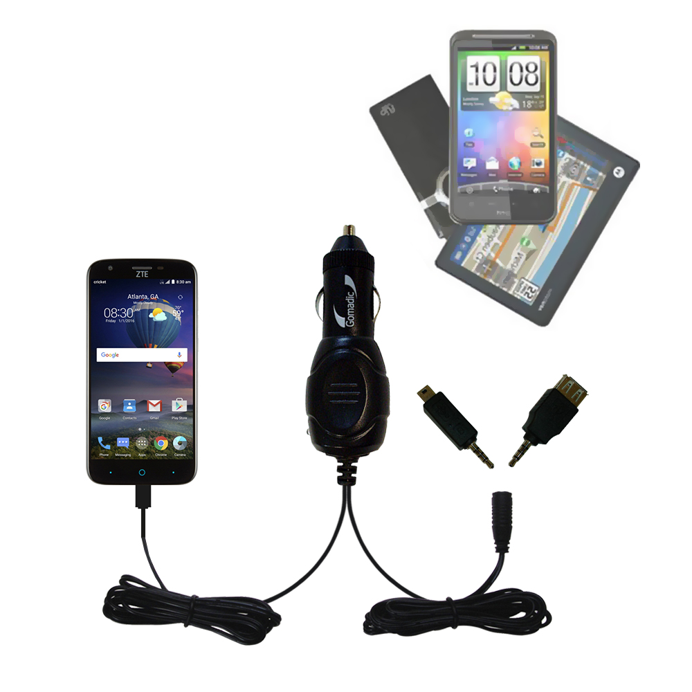 mini Double Car Charger with tips including compatible with the ZTE Grand X3