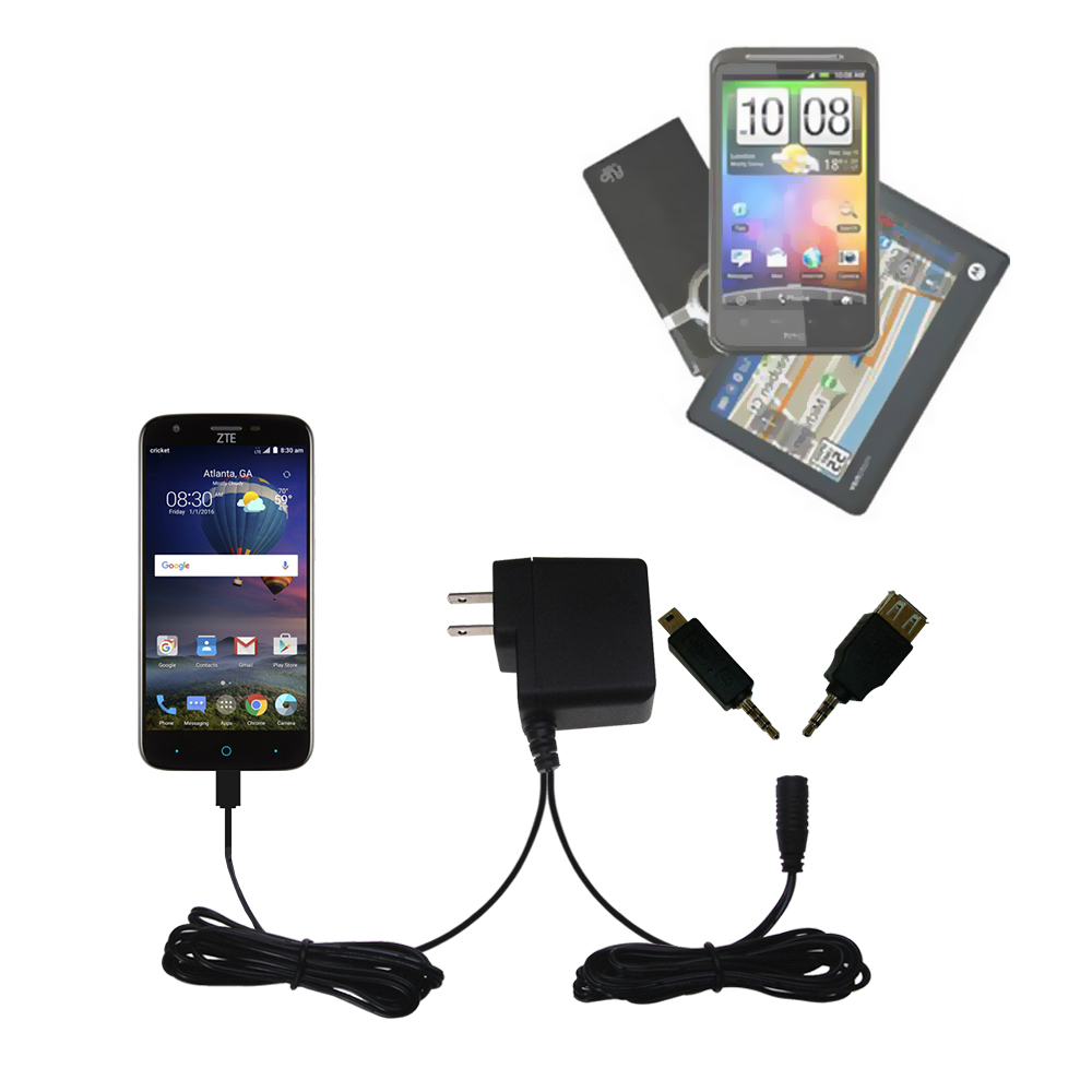 Double Wall Home Charger with tips including compatible with the ZTE Grand X3