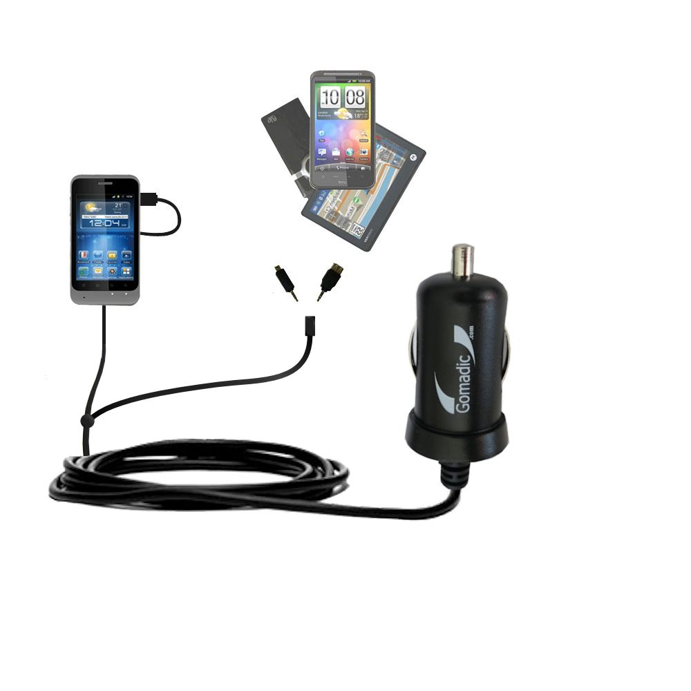 mini Double Car Charger with tips including compatible with the ZTE Kis