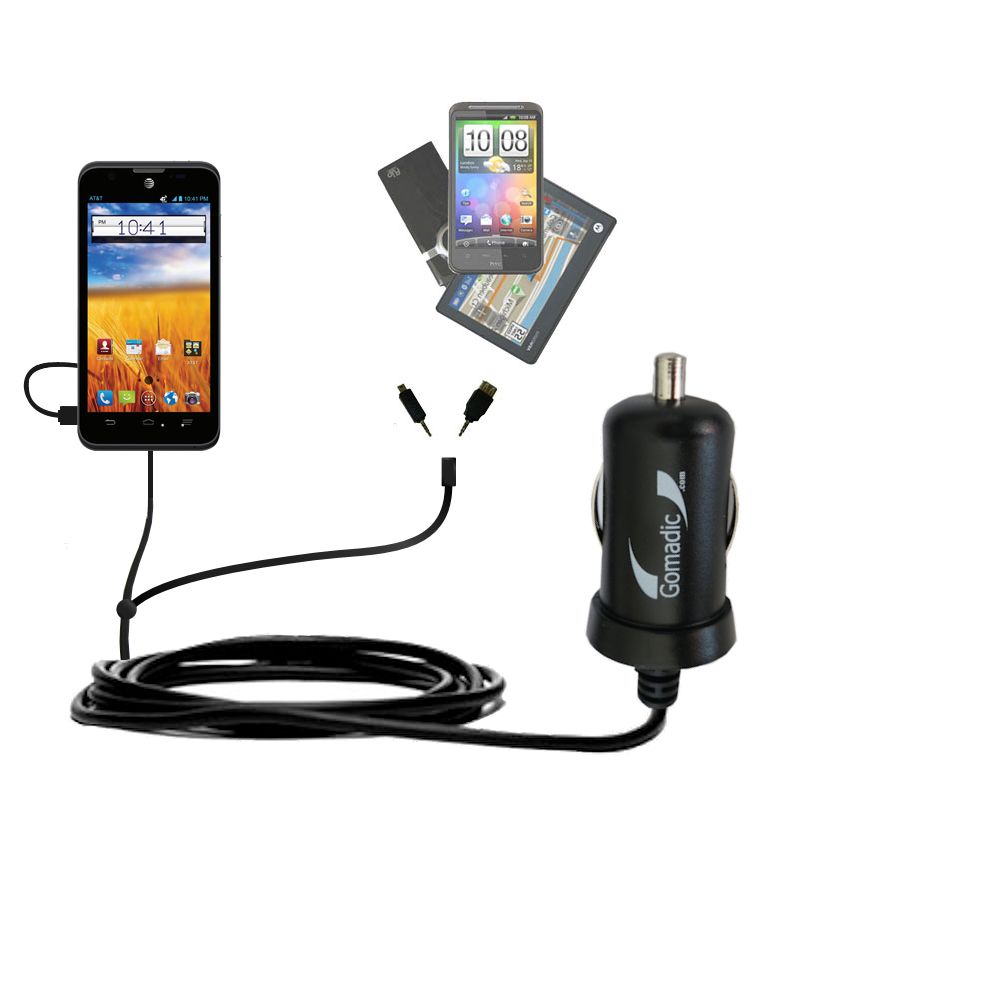mini Double Car Charger with tips including compatible with the ZTE Mustang Z998