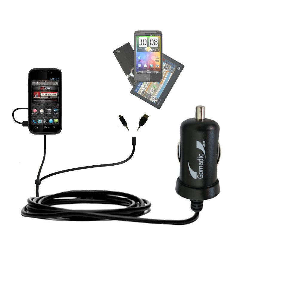 mini Double Car Charger with tips including compatible with the ZTE Reef