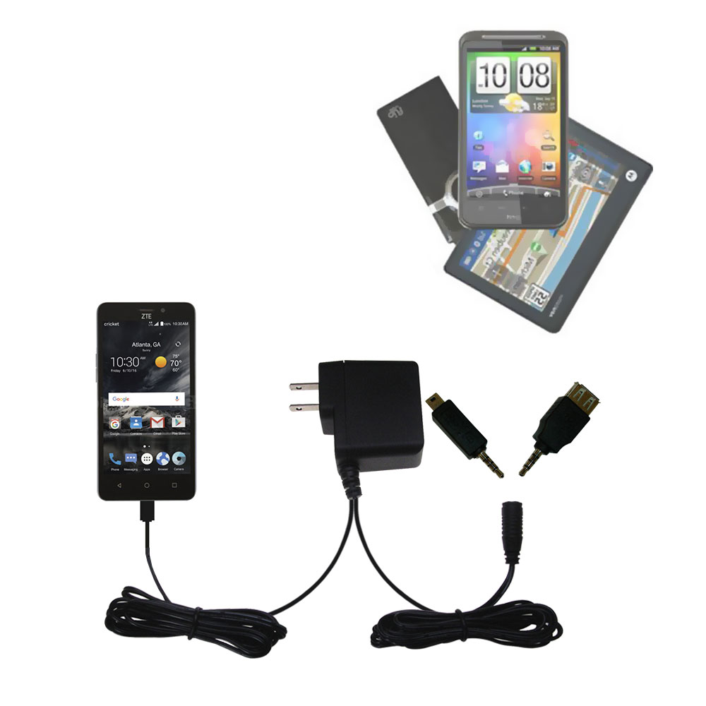 Double Wall Home Charger with tips including compatible with the ZTE Sonata 3