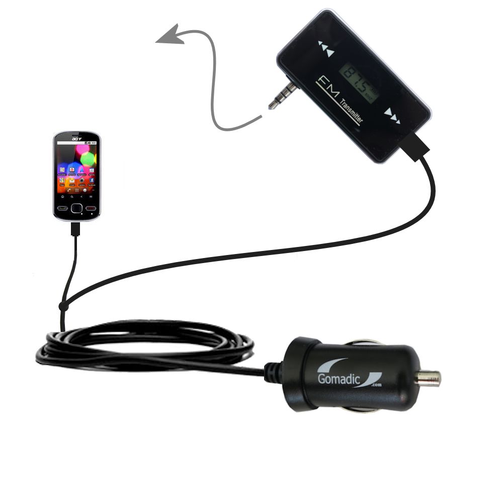 FM Transmitter Plus Car Charger compatible with the Acer beTouch E140 E210