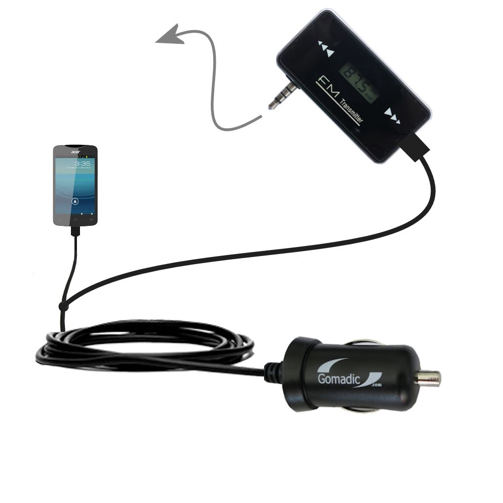 FM Transmitter Plus Car Charger compatible with the Acer Liquid Z3