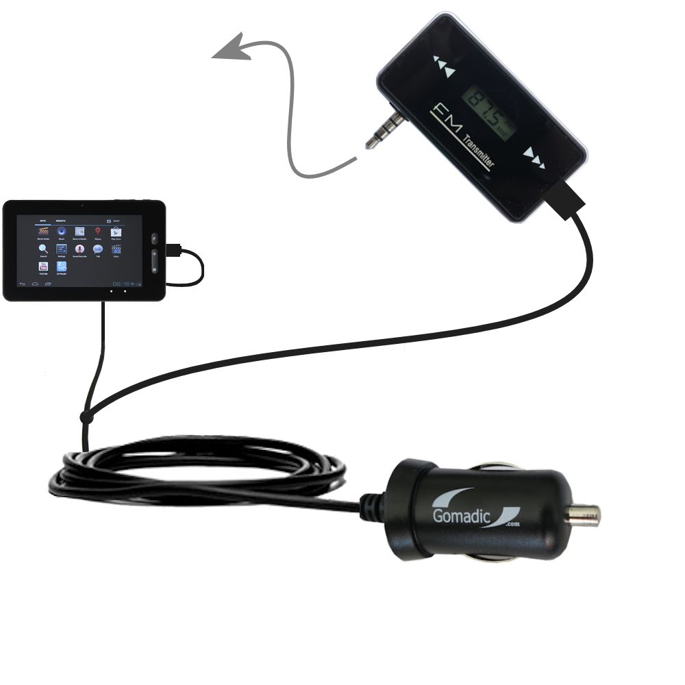 FM Transmitter Plus Car Charger compatible with the AGPtek 7 8 9 10 Inch Tablets