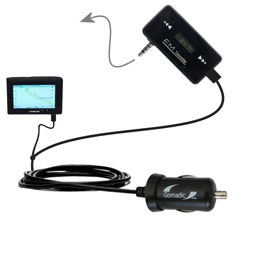 FM Transmitter Plus Car Charger compatible with the Amcor 3900
