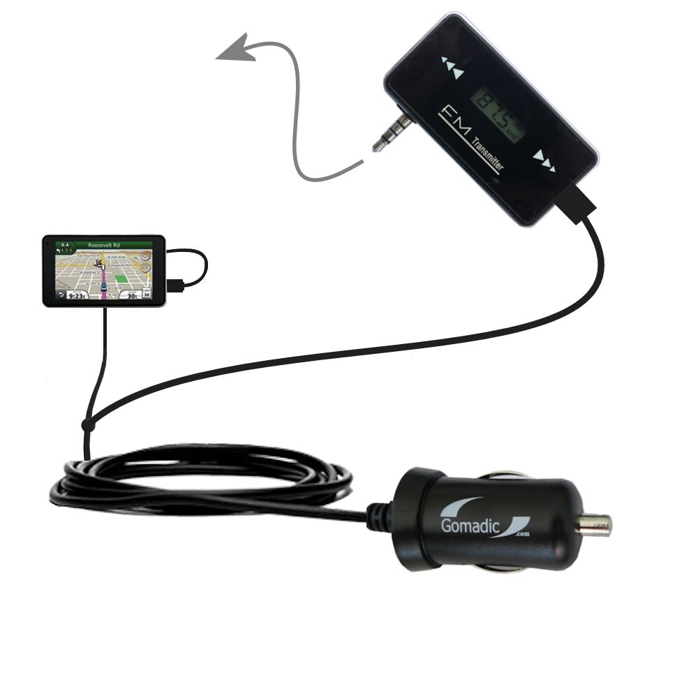 FM Transmitter Plus Car Charger compatible with the Amcor Navigation GPS 3750