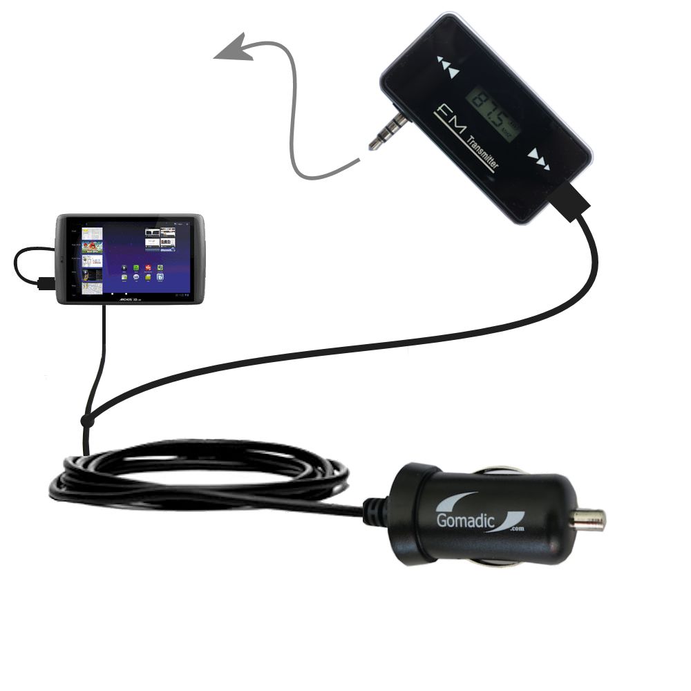 FM Transmitter Plus Car Charger compatible with the Archos 101 G9