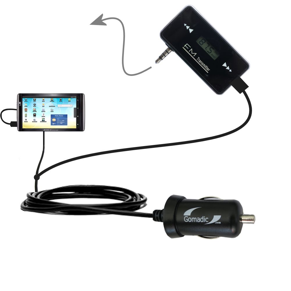 FM Transmitter Plus Car Charger compatible with the Archos 101 Internet Tablet