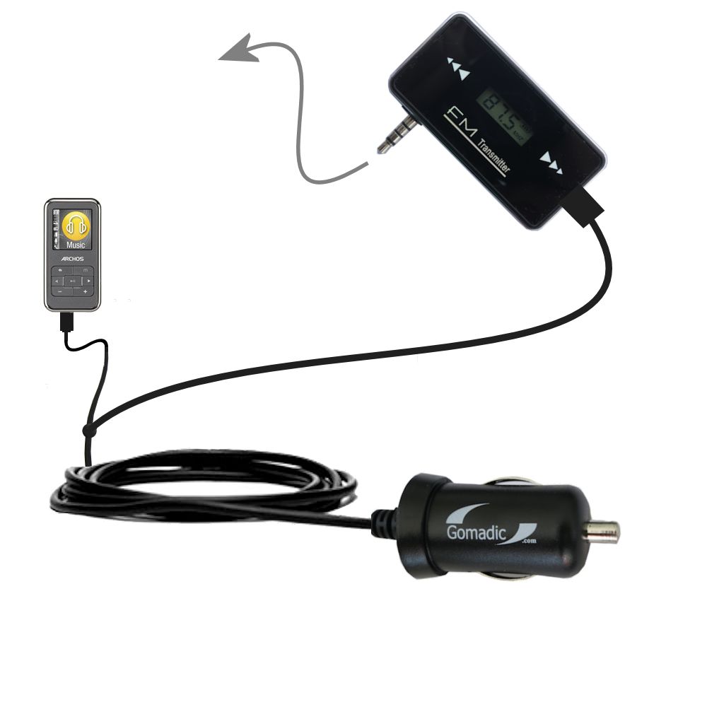 FM Transmitter Plus Car Charger compatible with the Archos 15b 18b 18c Vision