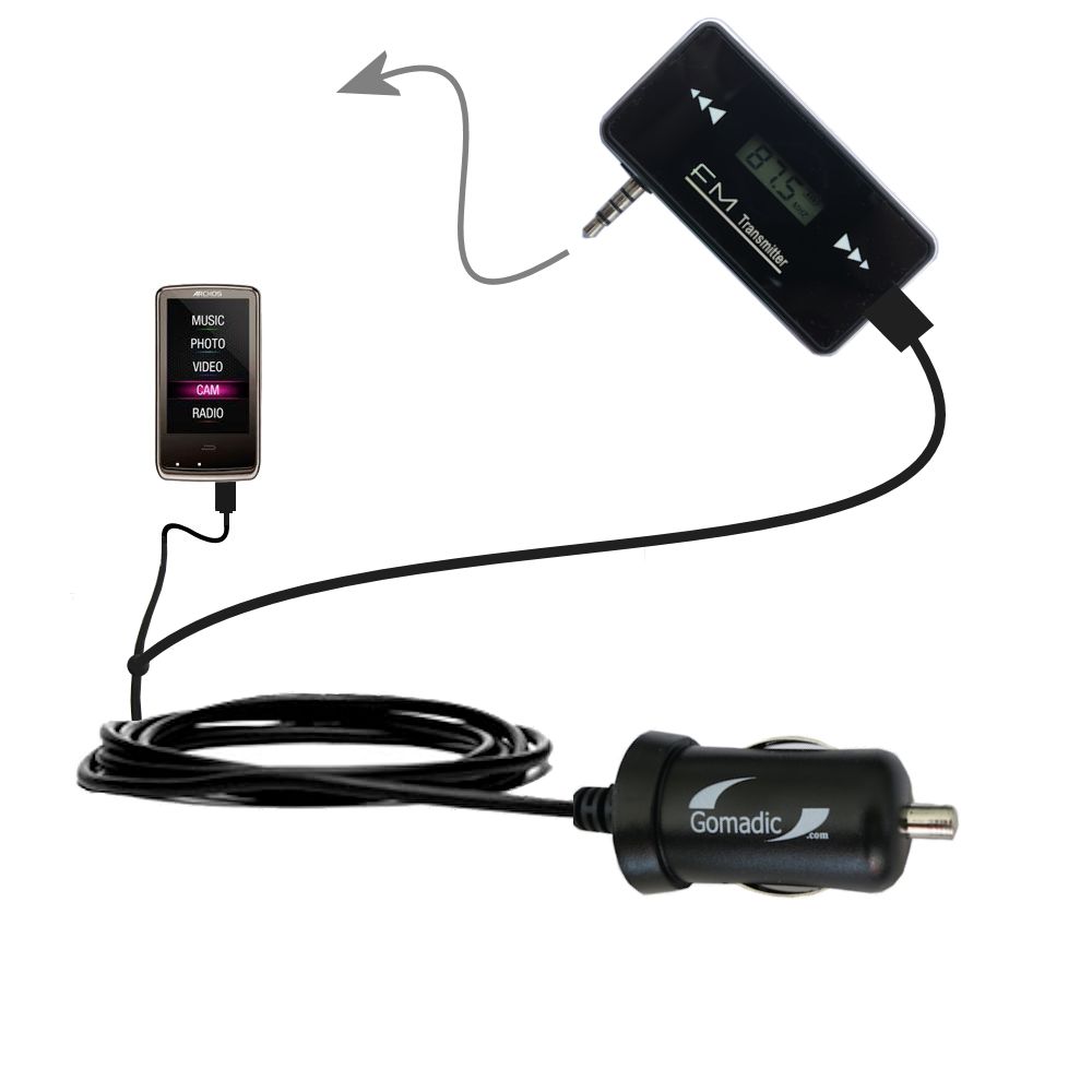 FM Transmitter Plus Car Charger compatible with the Archos 3Cam Vision
