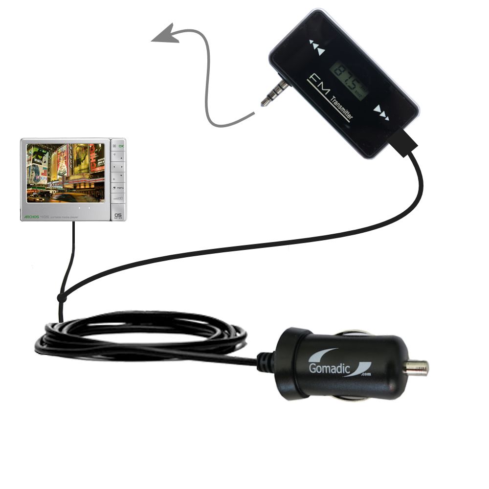 FM Transmitter Plus Car Charger compatible with the Archos 405