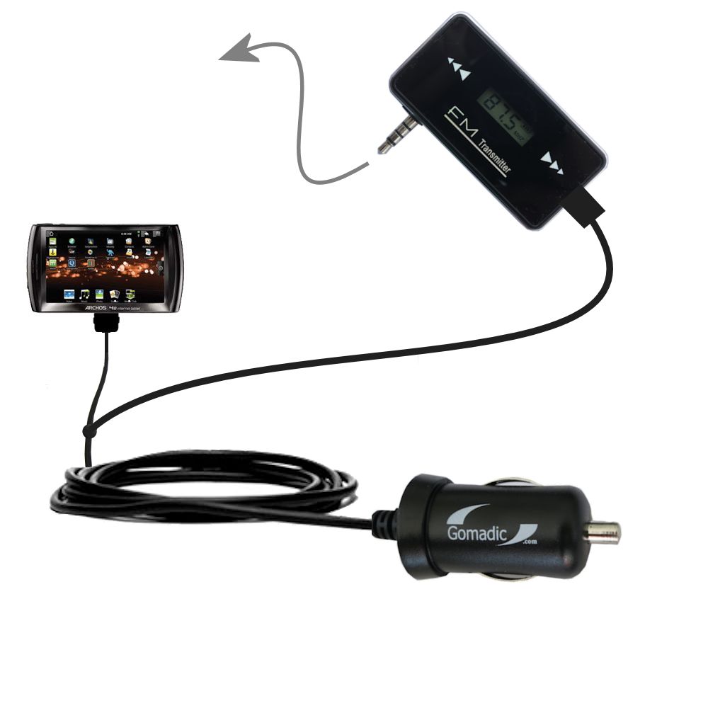 FM Transmitter Plus Car Charger compatible with the Archos 48 Internet Tablet
