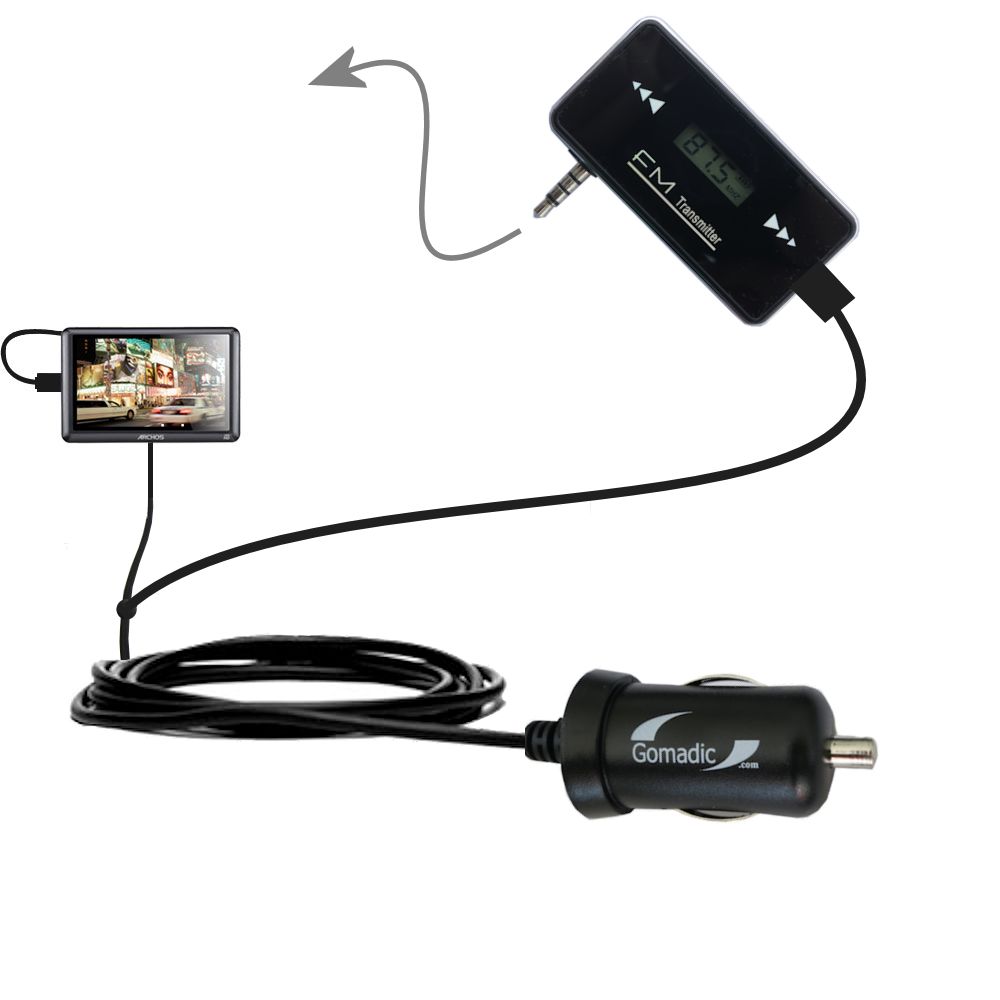 FM Transmitter Plus Car Charger compatible with the Archos 50b Vision