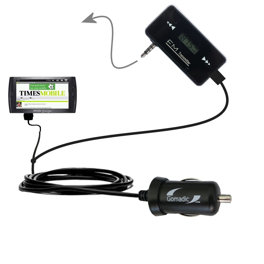 FM Transmitter Plus Car Charger compatible with the Archos 7