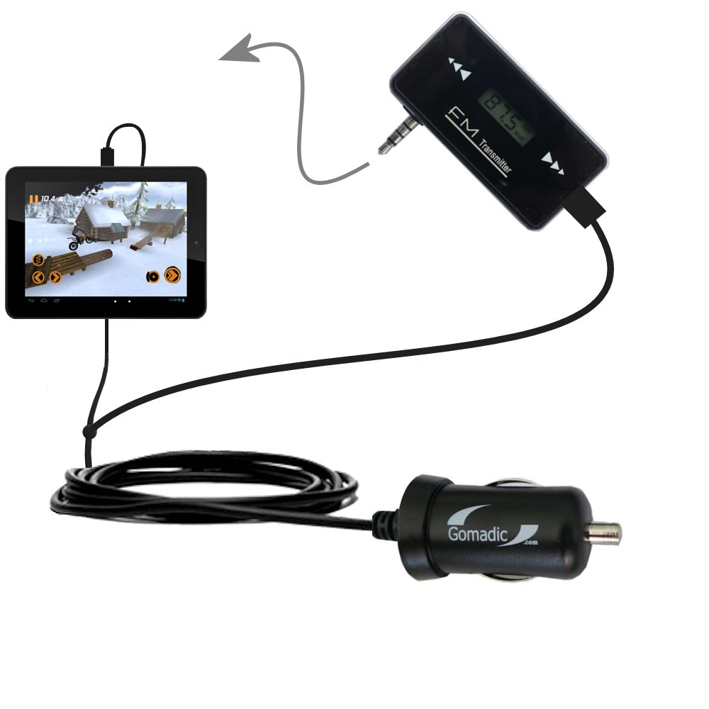 FM Transmitter Plus Car Charger compatible with the Archos 80 Cobalt