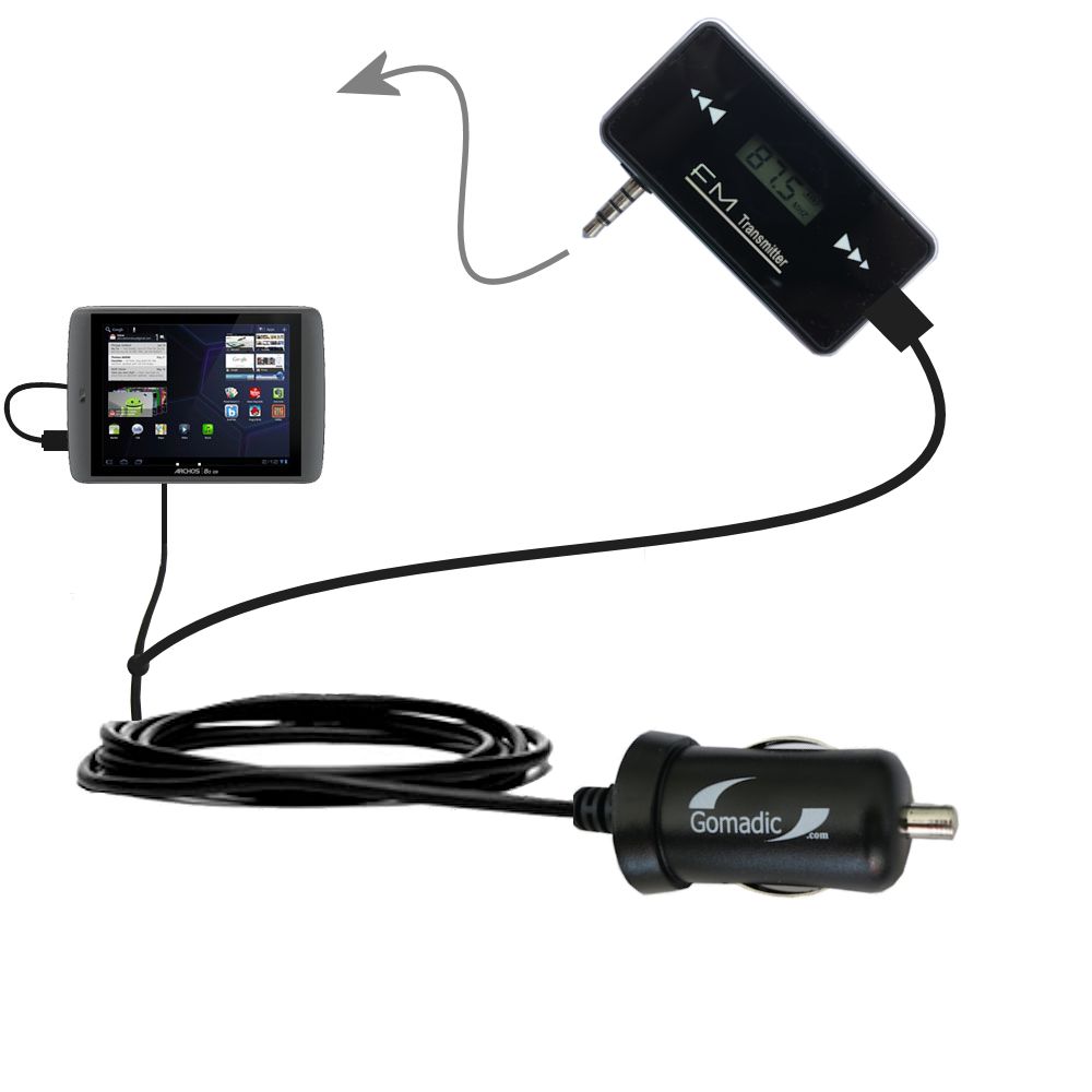 FM Transmitter Plus Car Charger compatible with the Archos 80 G9