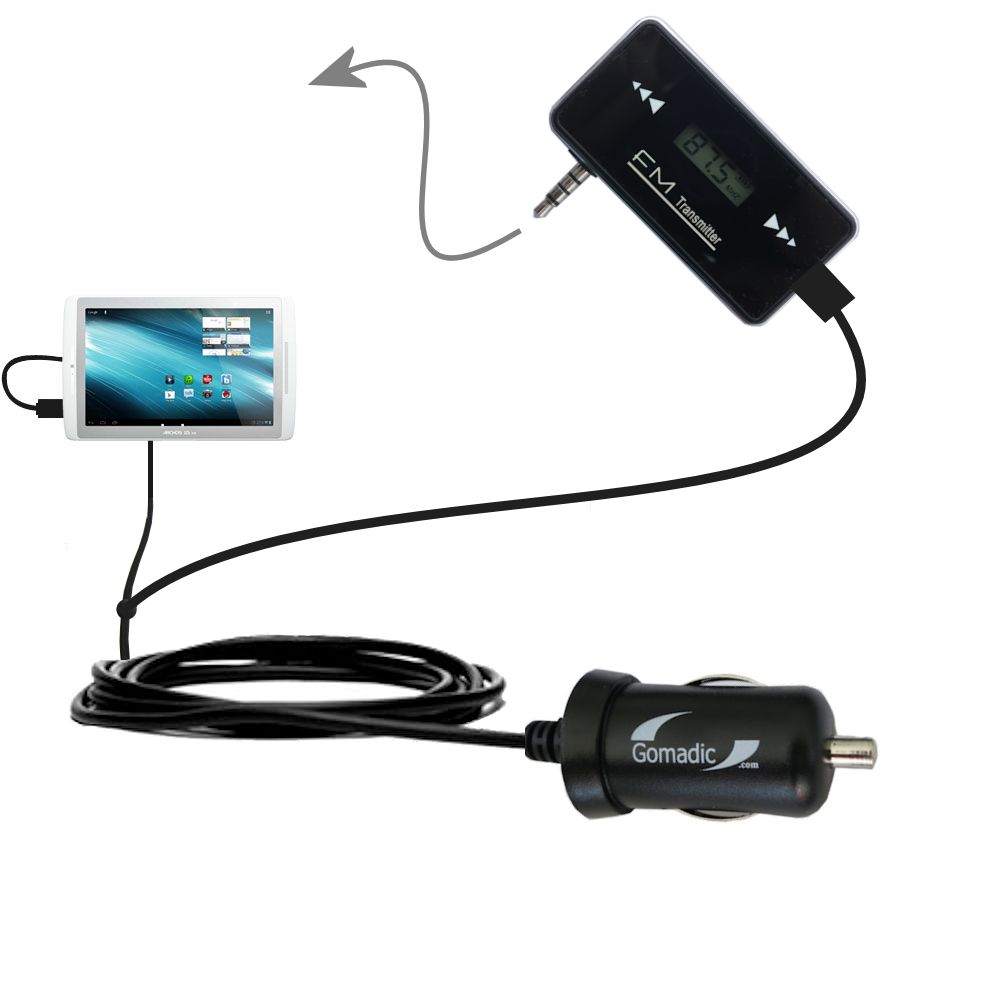 FM Transmitter Plus Car Charger compatible with the Archos 80 XS Gen 10