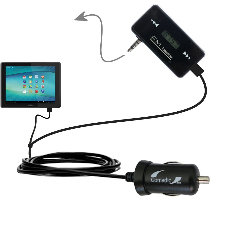 FM Transmitter Plus Car Charger compatible with the Archos 97 Xenon