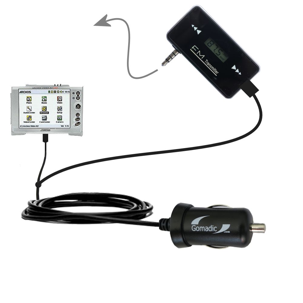 FM Transmitter Plus Car Charger compatible with the Archos AV300 AV320 AV340 AV380