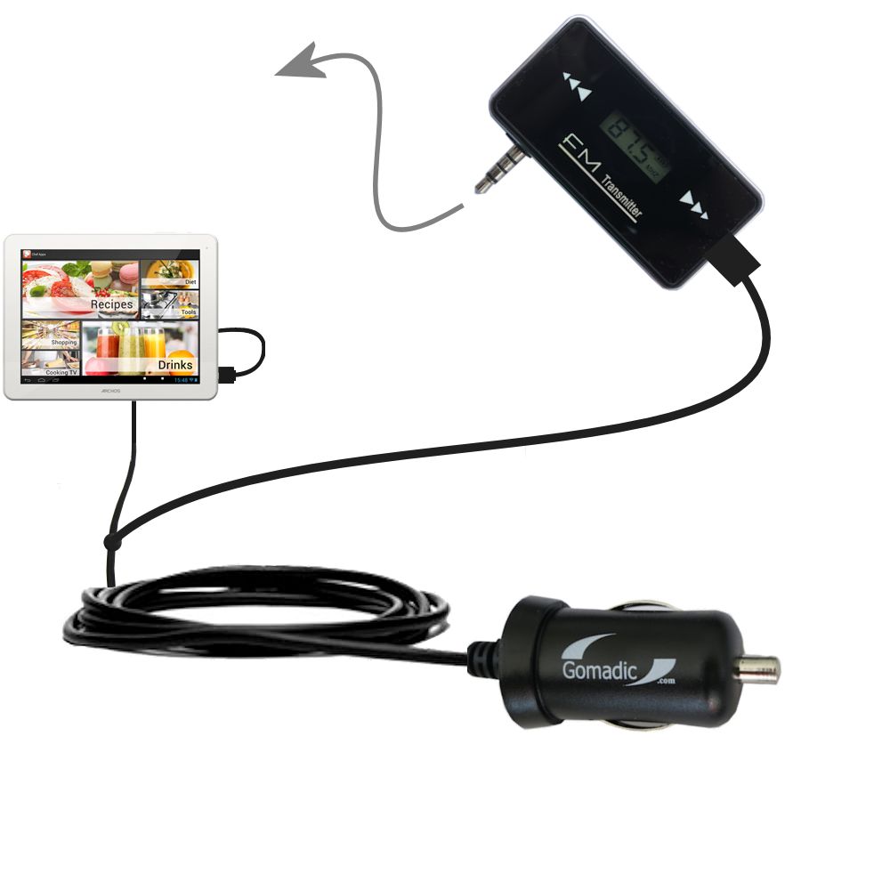 FM Transmitter Plus Car Charger compatible with the Archos Chefpad