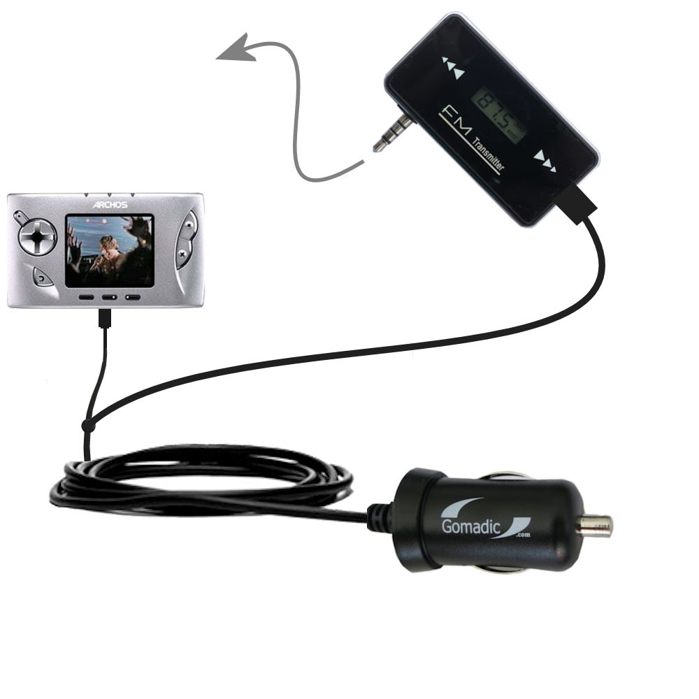 FM Transmitter Plus Car Charger compatible with the Archos Gmini 400 402
