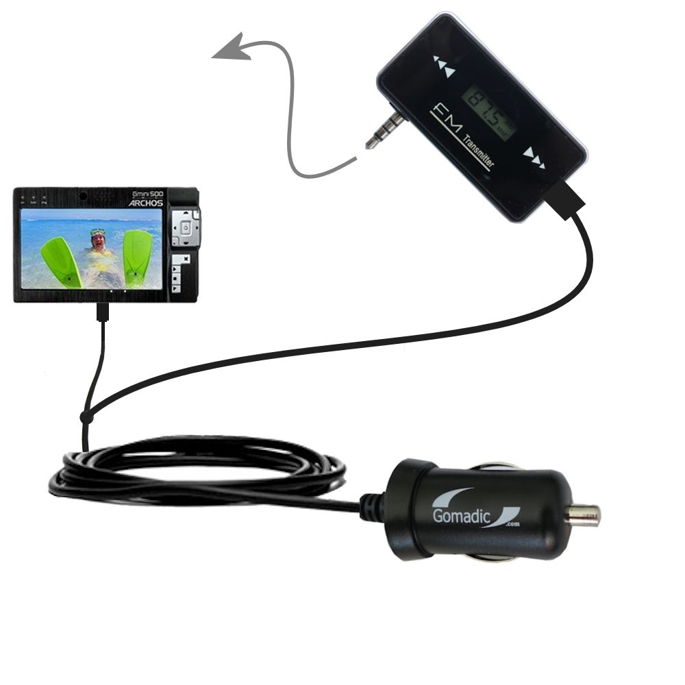 FM Transmitter Plus Car Charger compatible with the Archos Gmini 500