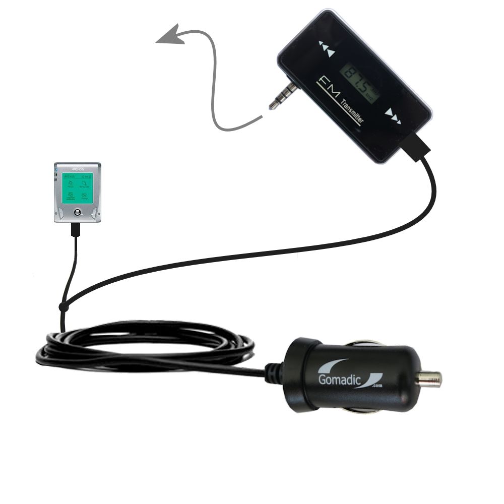 FM Transmitter Plus Car Charger compatible with the Archos Gmini XS 200 202 202s