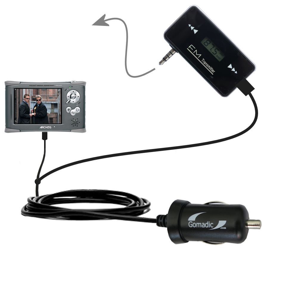 FM Transmitter Plus Car Charger compatible with the Archos PMA 400