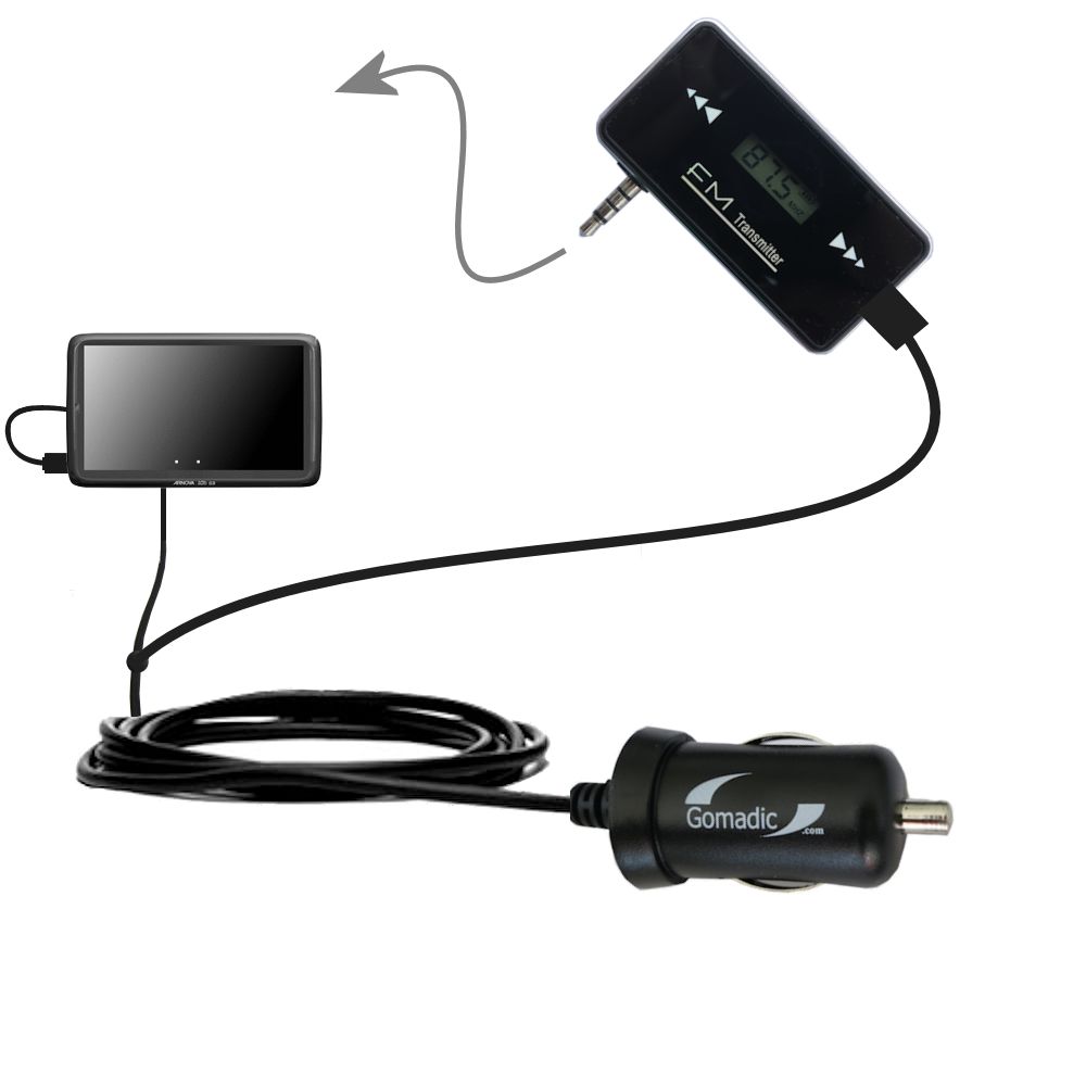 FM Transmitter Plus Car Charger compatible with the Arnova 10b G3