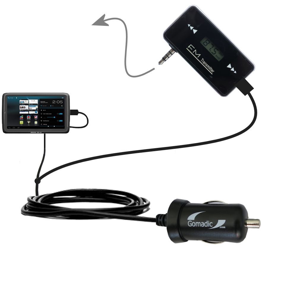 FM Transmitter Plus Car Charger compatible with the Arnova 10c G3