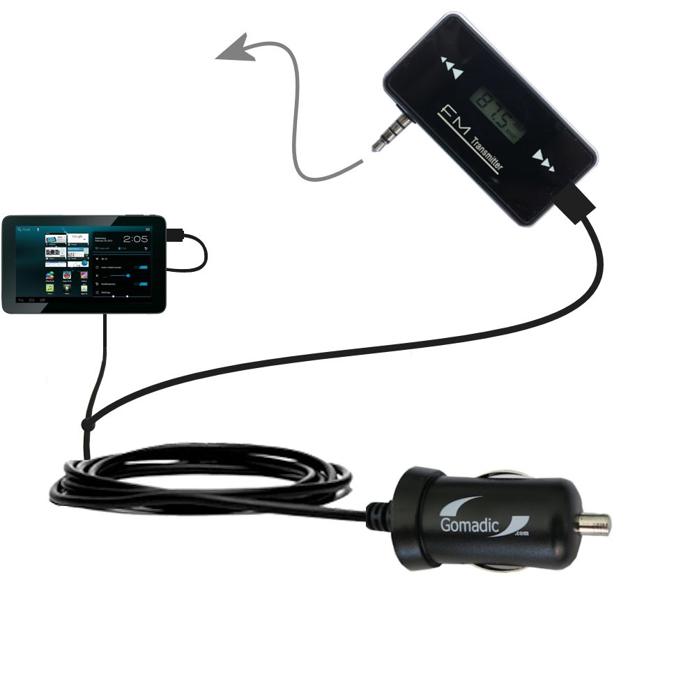 FM Transmitter Plus Car Charger compatible with the Arnova 10d G3