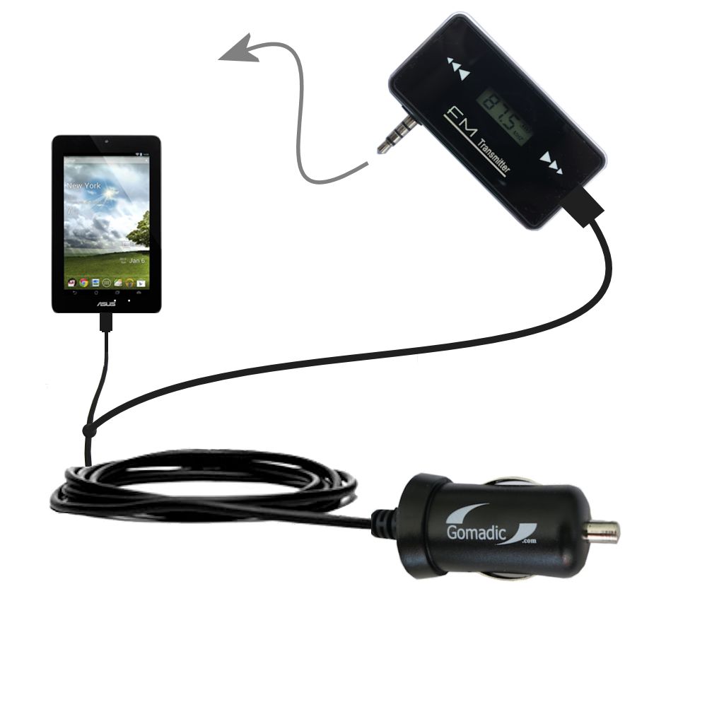 FM Transmitter Plus Car Charger compatible with the Asus FonePad