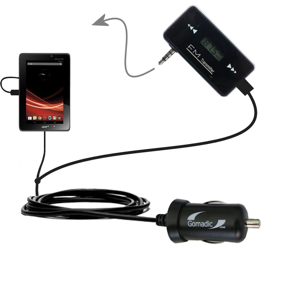 FM Transmitter Plus Car Charger compatible with the Asus Iconia Tab A110